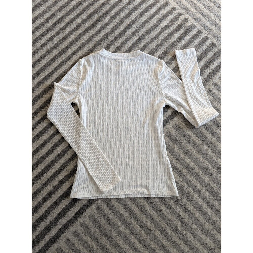 Anthropologie Pilcro White Textured Rib Long Sleeve Top Women’s S - Picture 6 of 6